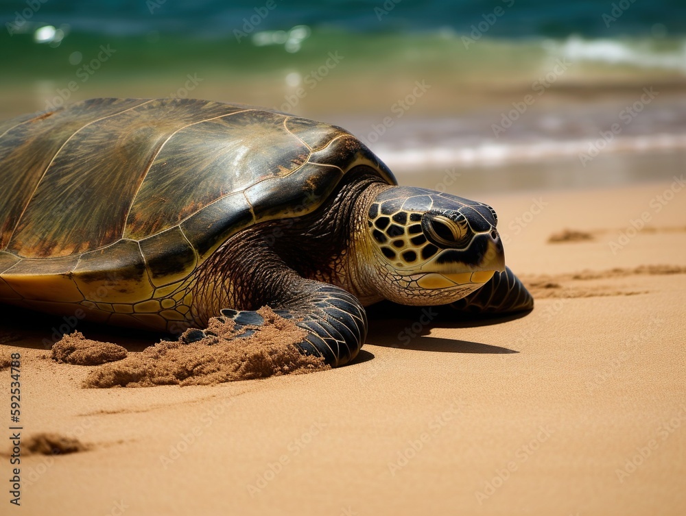 Obraz premium A turtle on a tropical beach