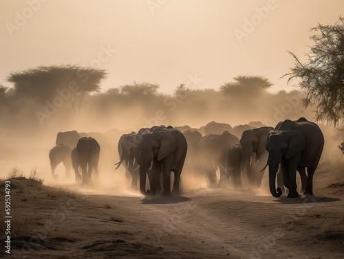 Elephants in the savannah