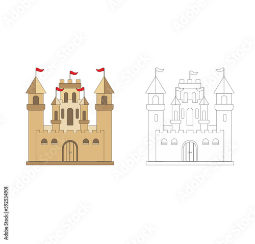 DRAWING OF HISTORICAL BUILDINGS OF VENICE, ANCIENT ITALIAN ARCHITECTURE IN GOTHIC AND NEOCLASSIC STYLE