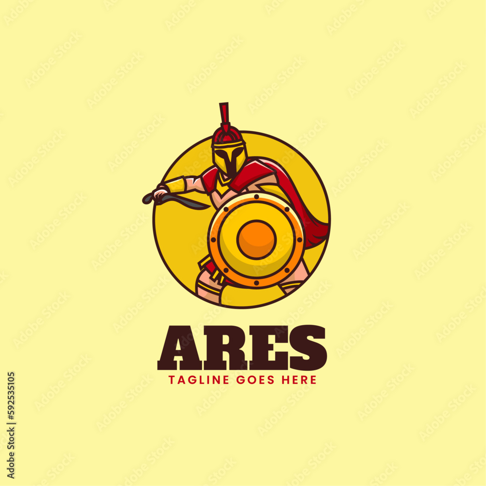 Obraz premium Vector Logo Illustration Ares Simple Mascot Style.