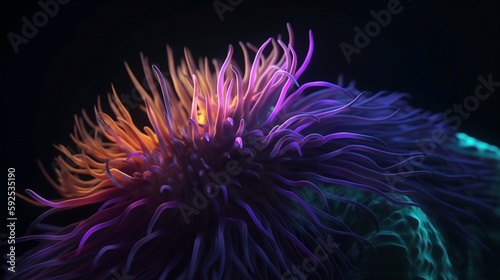 Sea anemone colorful neon background