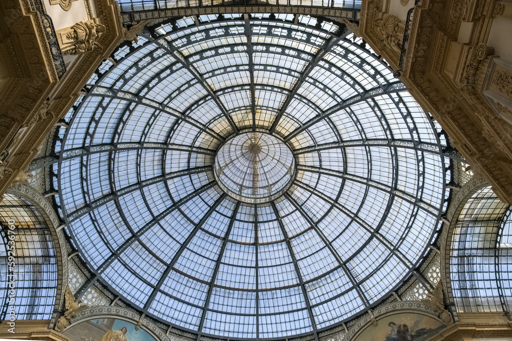 Milan, in Italy, the galleria Vittorio Emanuel, in the historic center
