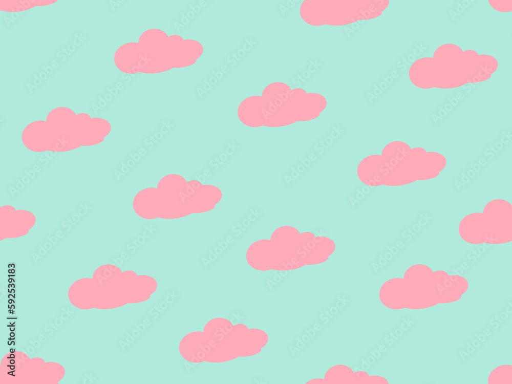 A cute Pink and Blue pastel seamless pattern of the cloud with a background in Beach Concept Summer Theme, illustration