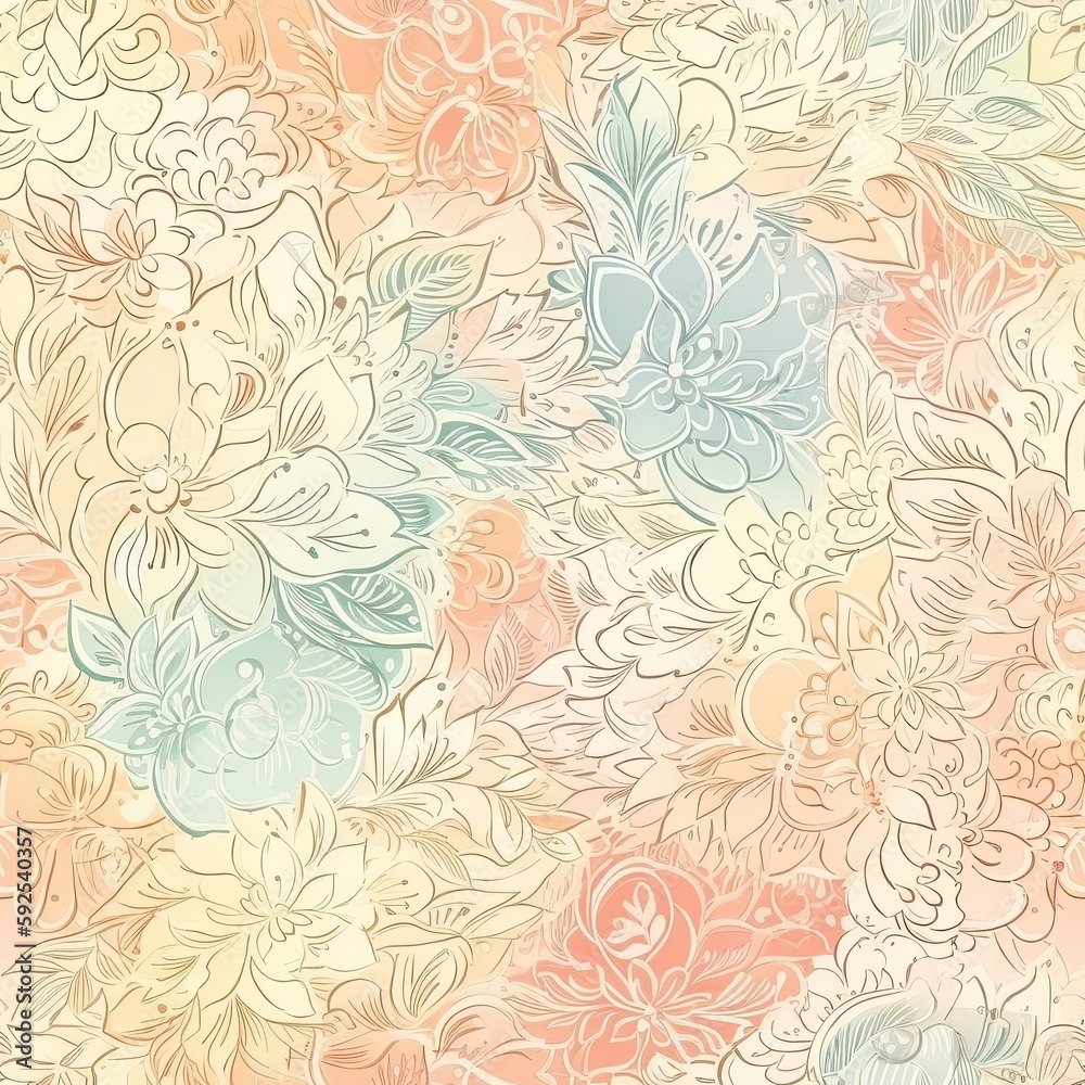 Seamless floral motif with a delicate shine and glossy finish. AI generated. Seamless floral motif with a delicate shine and glossy finish. AI generated.