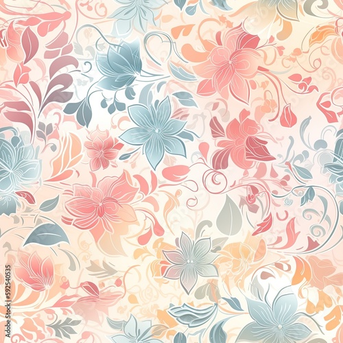 Refined floral pattern with a sleek glossy texture. AI generated.