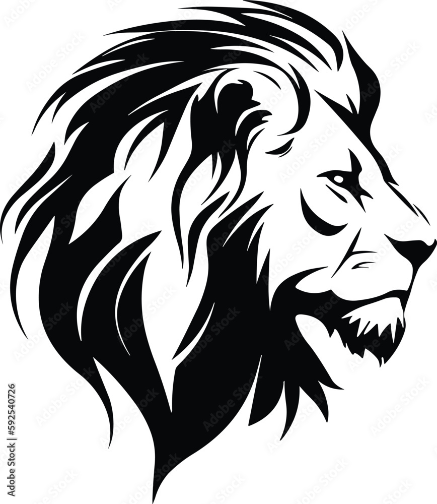 Fototapeta premium Lion head vector illustration minimal logo silhouette