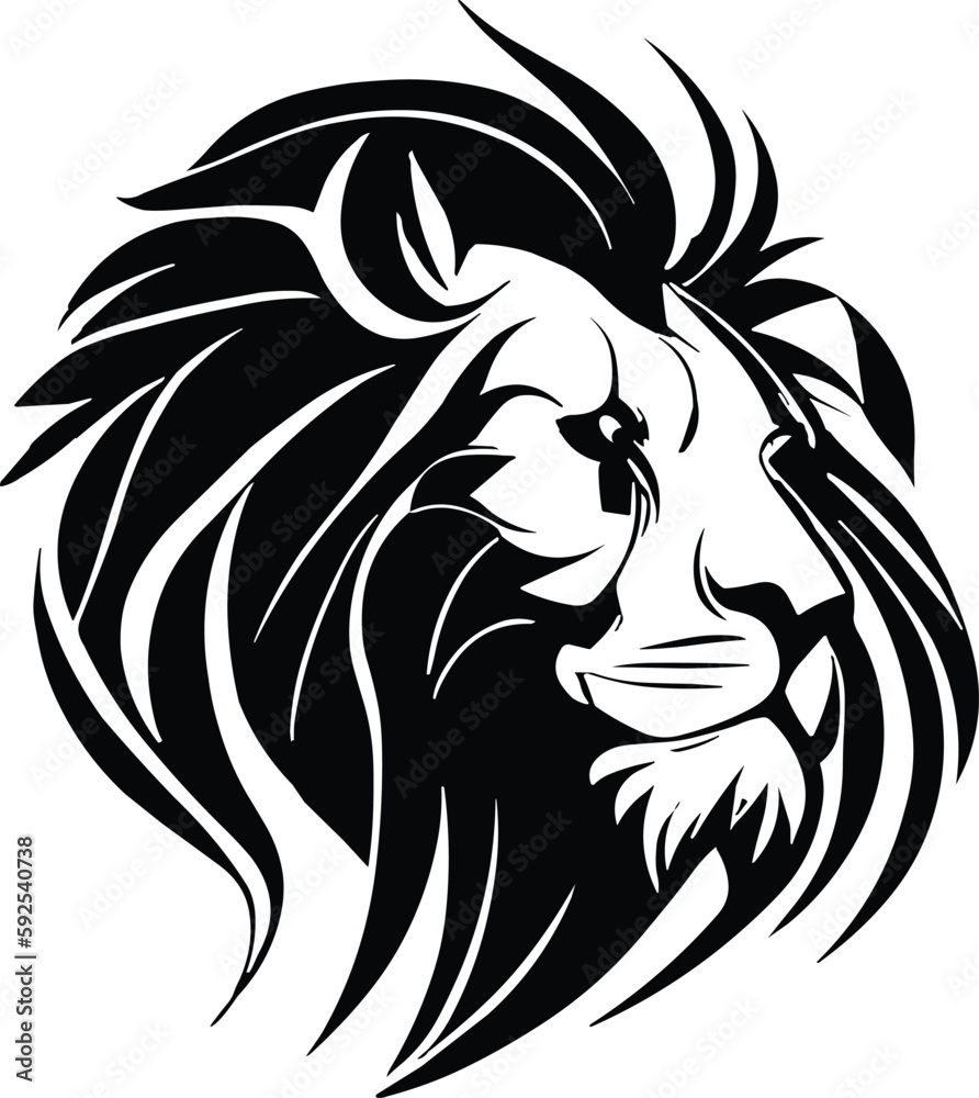 Lion head vector illustration minimal logo silhouette