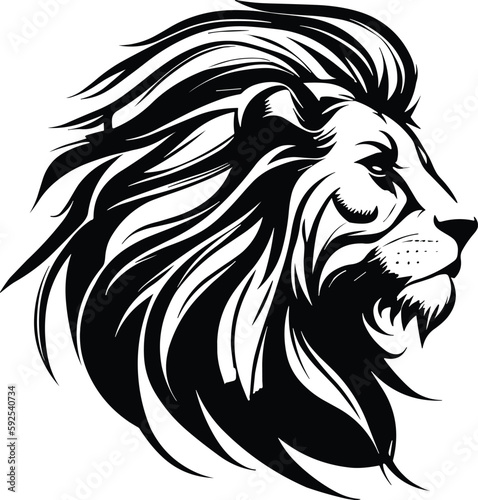 Lion head vector illustration minimal logo silhouette © Mamun