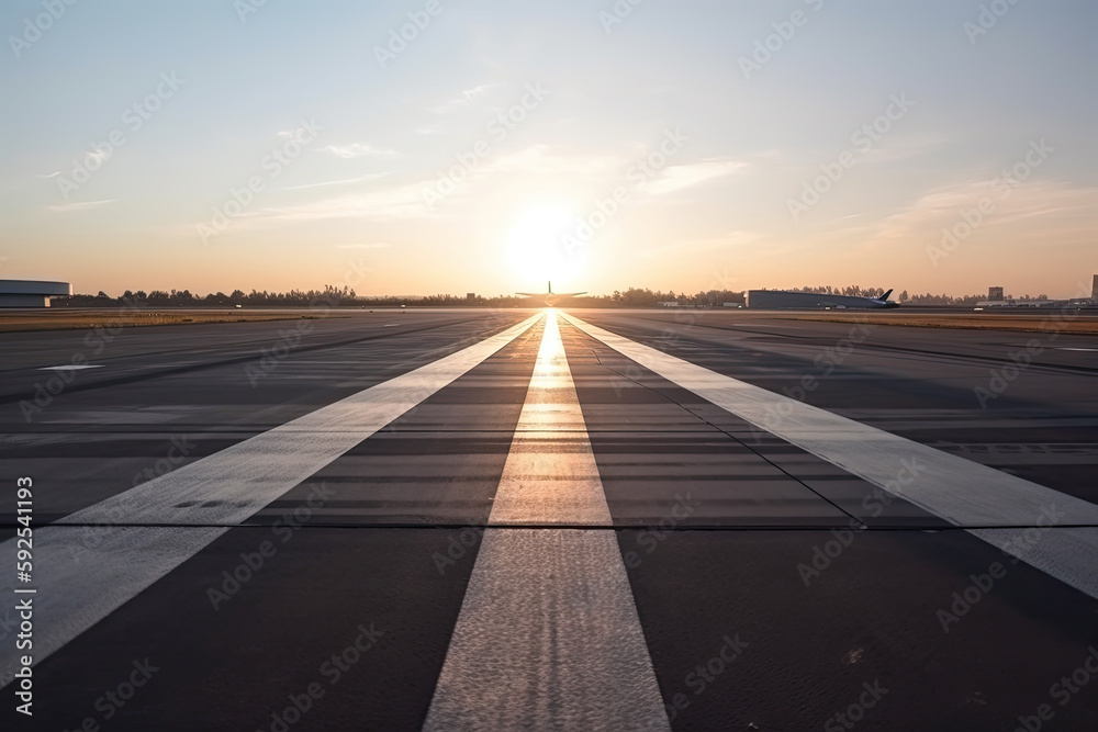 empty starting field at an airport. Generative AI