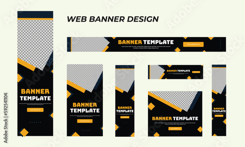 set of modern business web banners in standard size with a place for photos. Business ad banner cover header background for website design, Social media cover ads banner template.