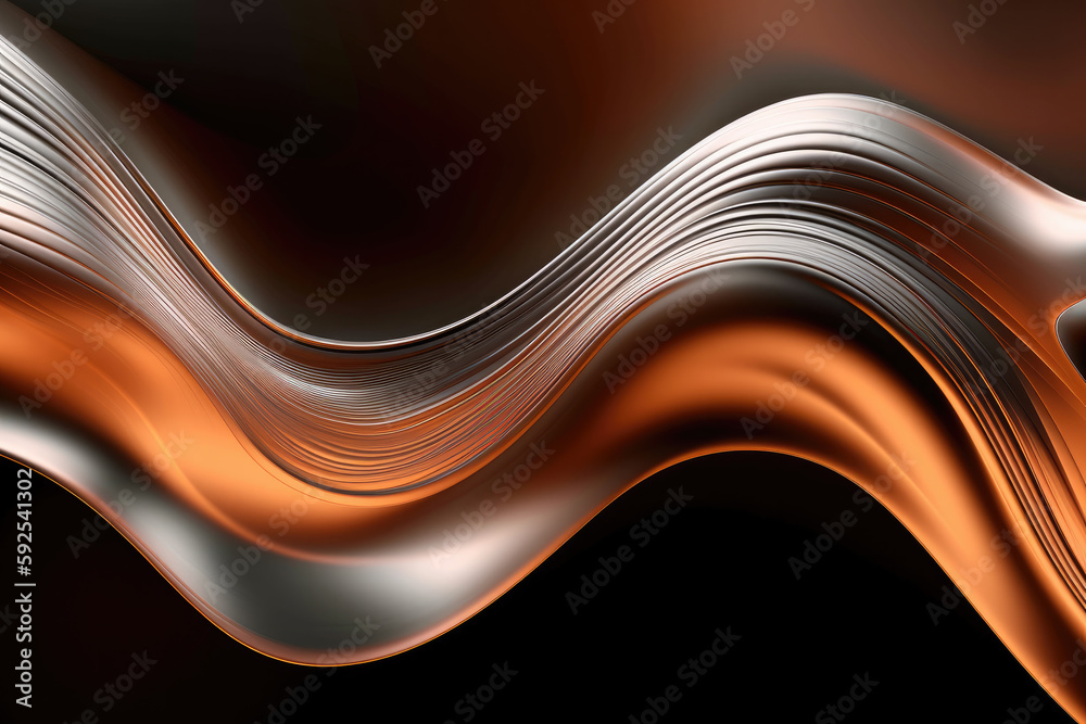 abstract metallic colored waves background. Generative AI