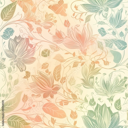 Elegant seamless floral pattern with a glossy sheen. AI generated.