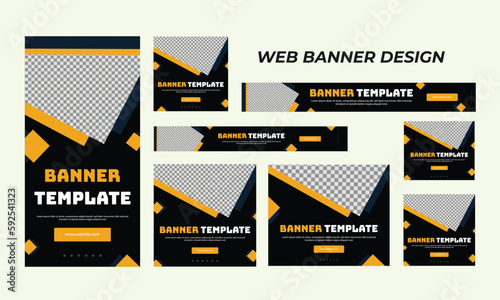 set of modern business web banners in standard size with a place for photos. Business ad banner cover header background for website design, Social media cover ads banner template.