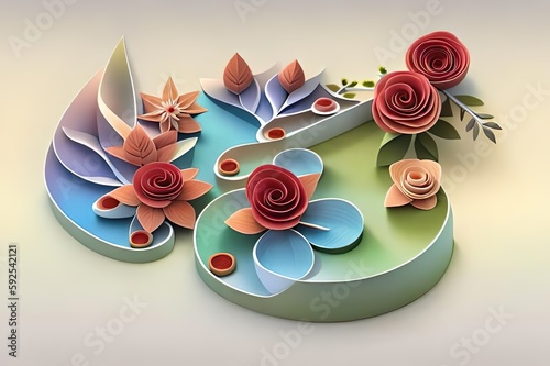 3d Papierblumen Arrangement - moderne Kreationen, bunt und dennoch dezent