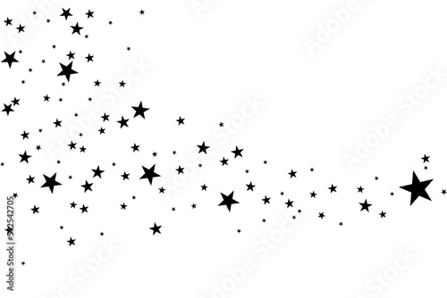 The stars are black on a white background. The black star shoots with an elegant star. Meteoroid, comet, asteroid, stars.