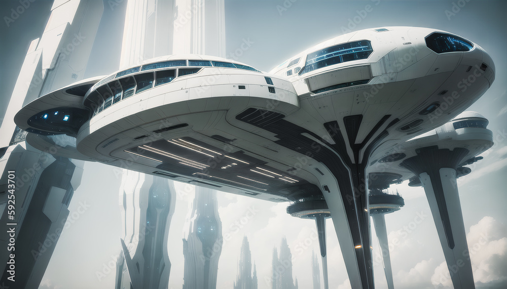 A modern architecture of glass and steel. Futuristic buildings. Generative AI. A modern architecture of glass and steel. Futuristic buildings. Generative AI.