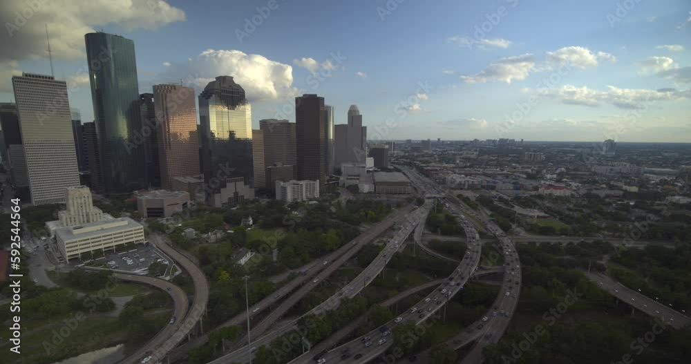 Wide angle drone view of downtown Houston, Texas Wide angle drone view of downtown Houston, Texas