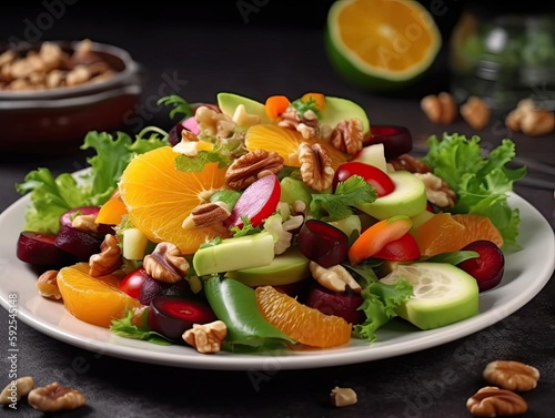 A Delicious Fresh  and Healthy Salad with a Variety of Colors Image.