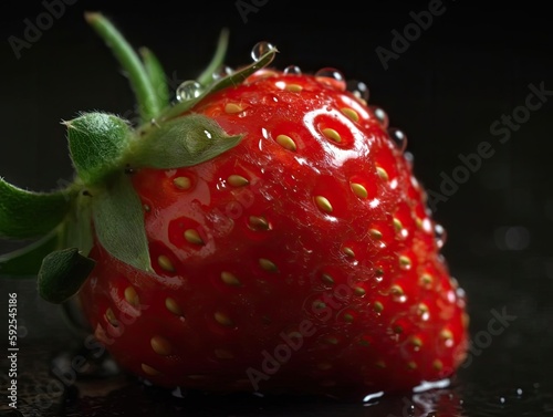 Ripe Red Strawberry Closeup Shot.