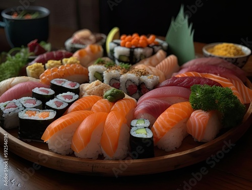 An Assorted Sushi Platter with Nigiri Sushi.