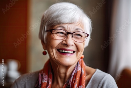 Happy Senior's Mindset: Retirement Home Joy. Photo generative AI