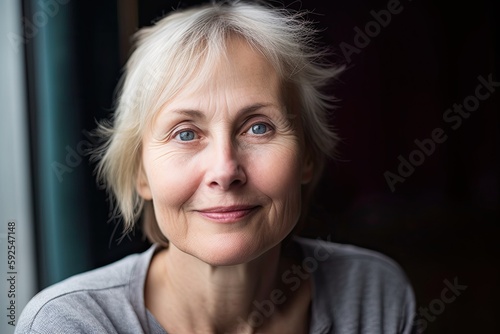 Beautiful senior woman's joyful portrait. Photo generative AI
