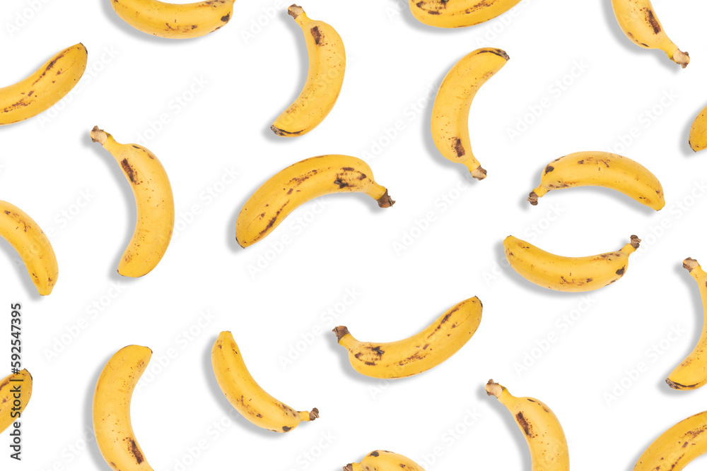 realistic bananas from the canary islands isolated on white background
