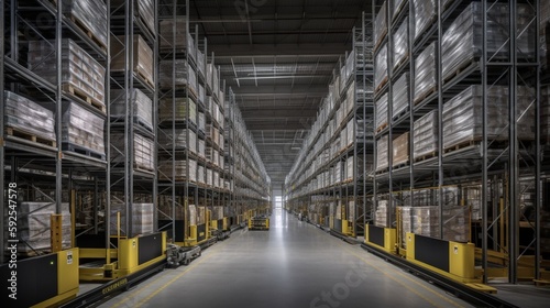 Revolutionary Smart Warehouse Solutions: Cutting-Edge Automation, Robotics, and AI-Driven Technologies Streamlining Logistics and Distribution - High-Quality Stock Image for Industry Professionals