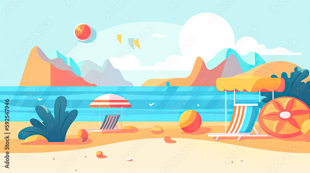 summer background, beach and sea, generative AI - AI generated