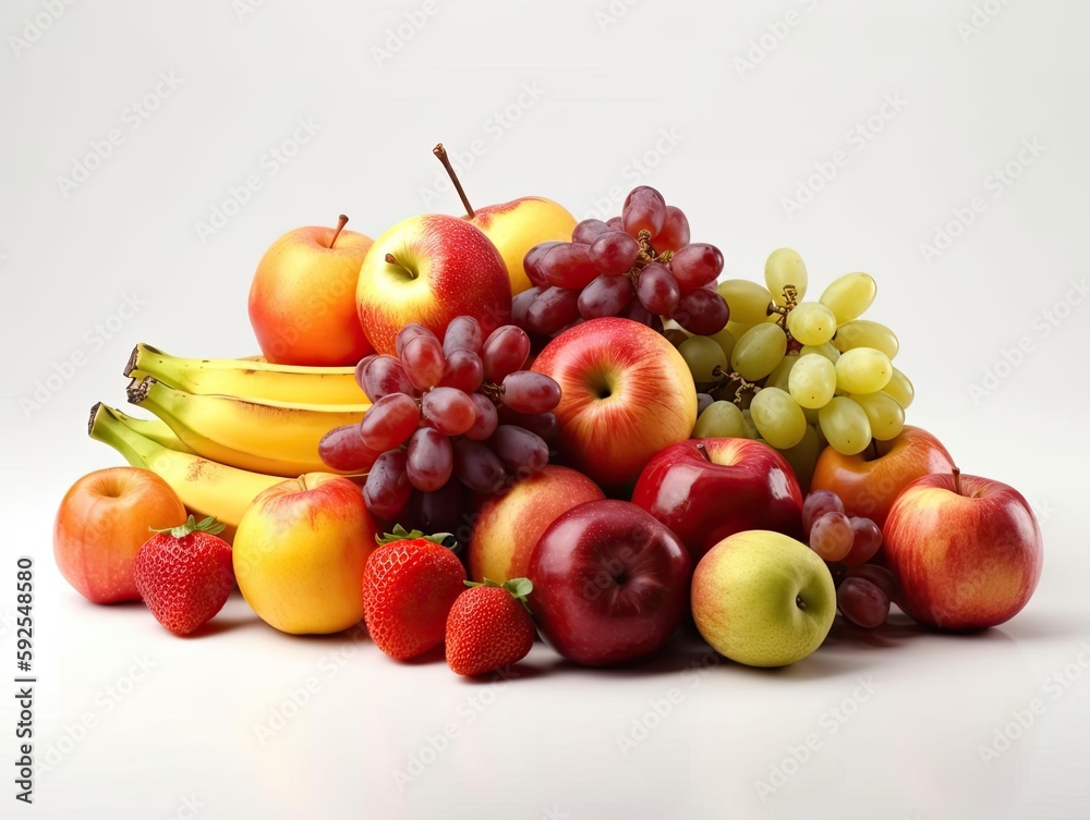 Fruits on White Background Image.