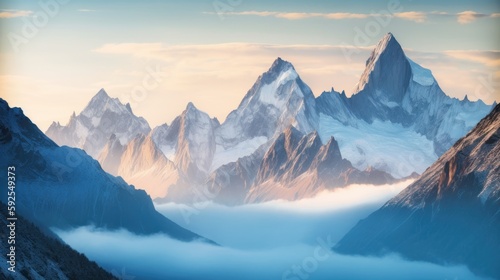 Nature's Masterpiece: Majestic Mountainscape in All Its Glory - Landscape Photography!" Generative Ai