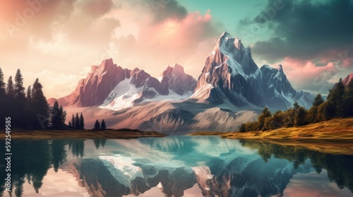  Mountain Wonderland: A Majestic Landscape to Enthrall the Senses - Landscape Photography!" Generative Ai
