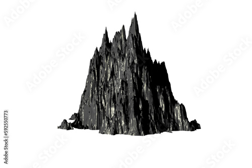 rock dark grey texture isolated white background 3d rendering