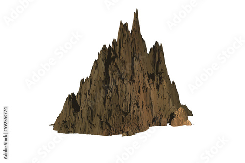 rock brown texture isolated white background 3d rendering