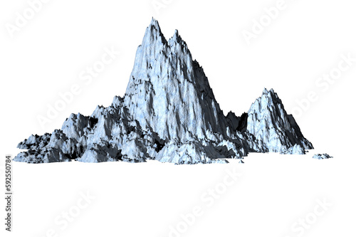 rock ice texture isolated white background 3d rendering