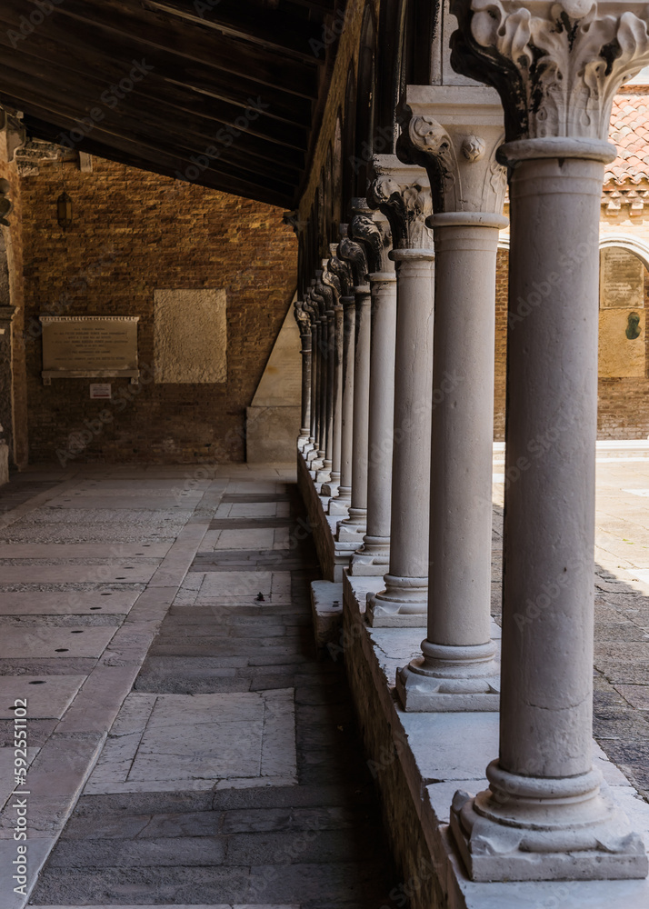 architectural detail of cemetery San Michele in Venice, Italy  