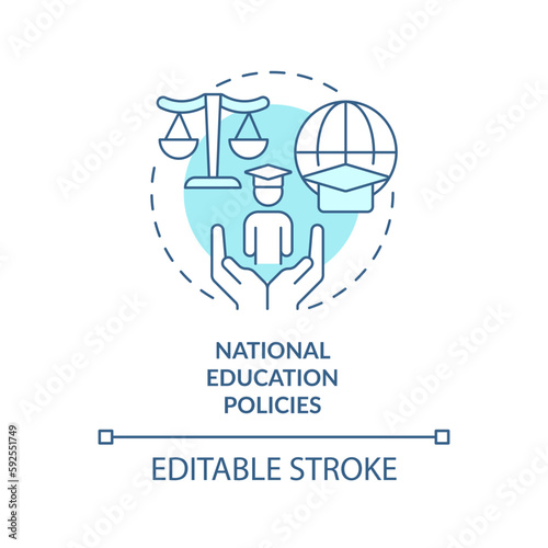 Free Download National education policies turquoise concept icon. Government program abstract idea thin line illustration. Isolated outline drawing. Editable stroke. Arial, Myriad Pro-Bold fonts used - GFXLoad