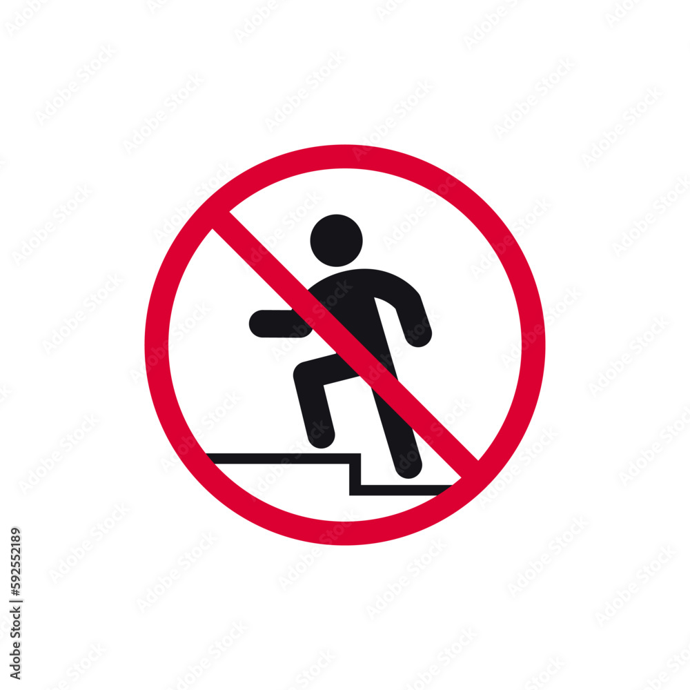 No stepping on surface prohibited sign, forbidden modern round sticker, vector illustration. No stepping on surface prohibited sign, forbidden modern round sticker, vector illustration.