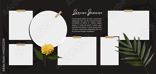 Pictures or photos frame collage. comics page grid layout abstract photo frames and digital photo wall template
