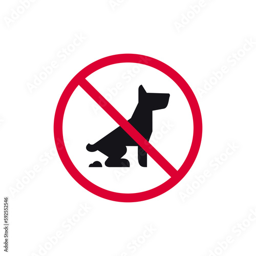 No fouling dog prohibited sign, forbidden modern round sticker, vector illustration.