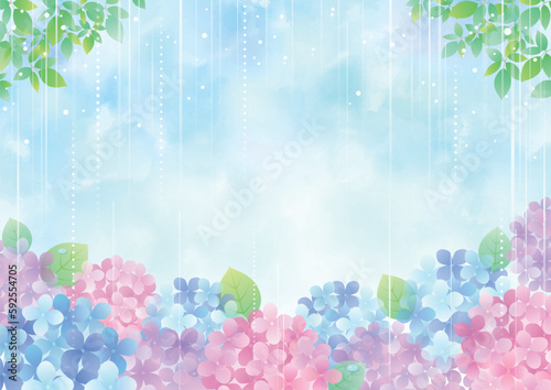 水彩で描いたような紫陽花のイラストフレーム