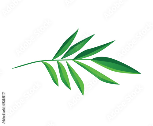 Concept Flora plant flower branch. This illustration features a flat vector design of a green plant branch  set against a white background. Vector illustration.
