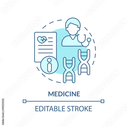 Medicine blue concept icon. Determine health risks. Diagnostics. Genograms usage abstract idea thin line illustration. Isolated outline drawing. Editable stroke. Arial, Myriad Pro-Bold fonts used photo