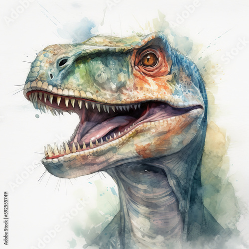 Watercolor tropical dinosaur, AI generated cute dinosaurs. Isolated on background. © ArtStage