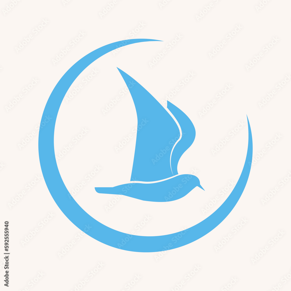 blue silhouetted bird symbol icon