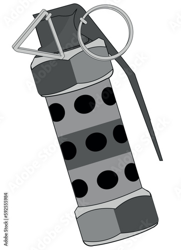 Stun grenade on white background is insulated