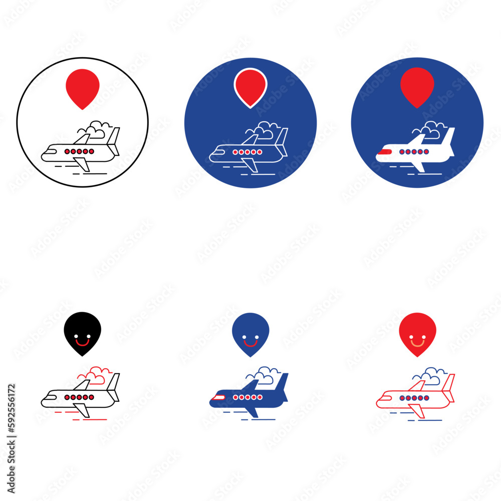 icon set icon vector Aeroplane Traveling Location Airport logo icon set icon vector Aeroplane Traveling Location Airport logo
