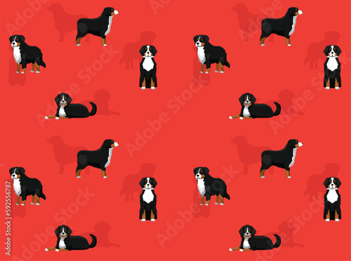 Animal Dog Bernese Mountain Dog Cartoon Poses Seamless Wallpaper Background
