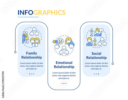 Genograms information blue rectangle infographic template. Data visualization with 3 steps. Editable timeline info chart. Workflow layout with line icons. Lato-Bold, Regular fonts used