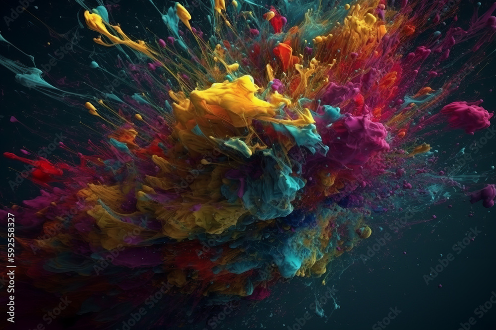 Splash painting colorful background digital design - AI Generated